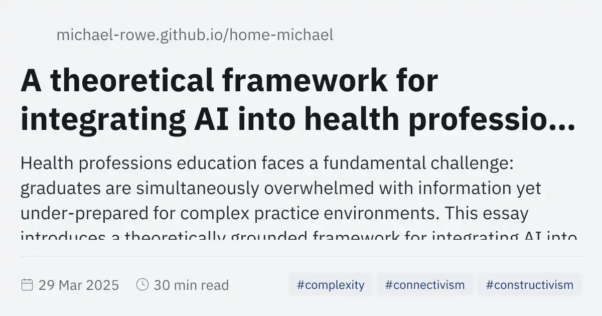 A theoretical framework for integrating AI into health professions ...