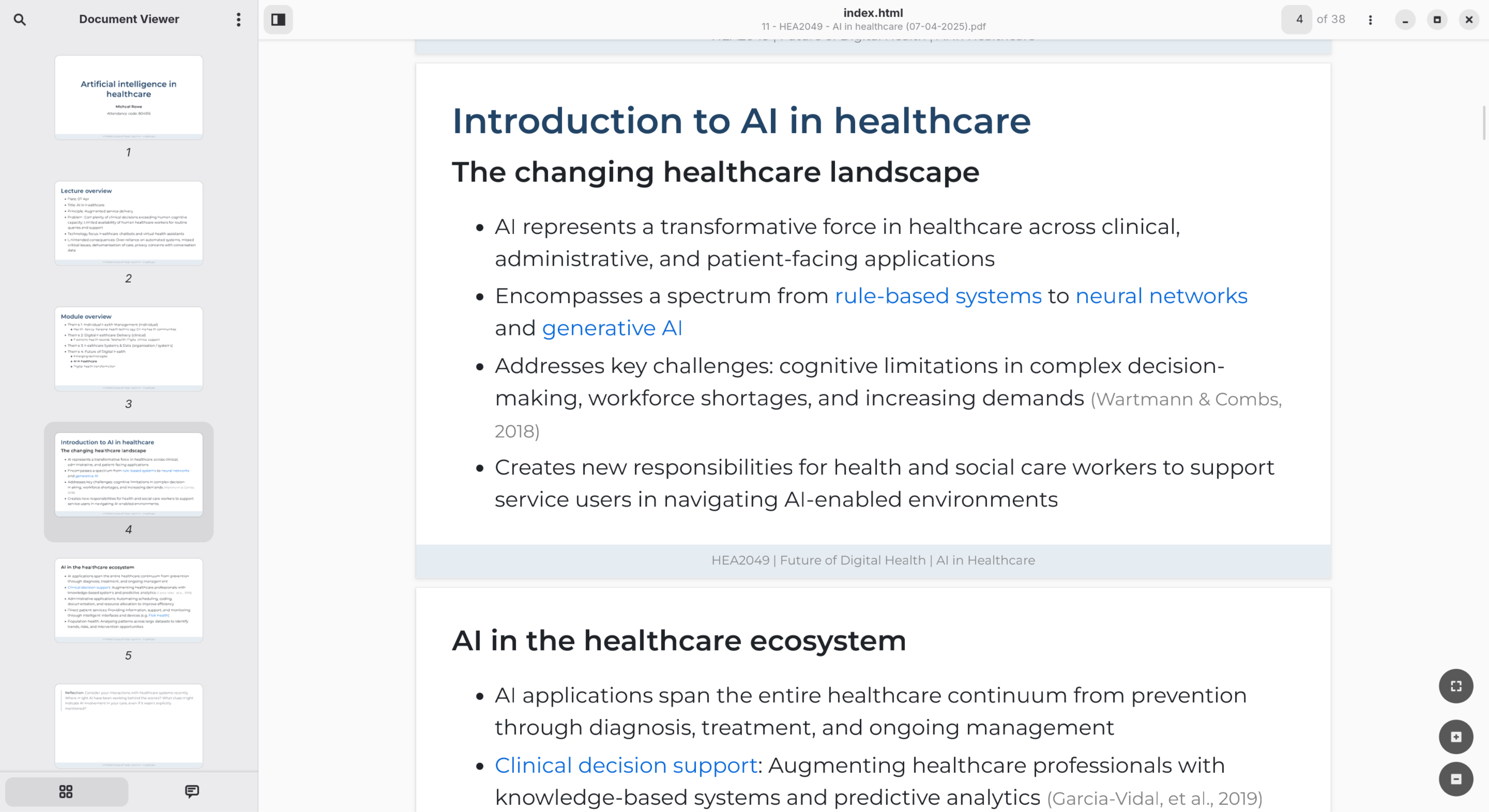 An earlier PDF export in document format, where the structure is preserved but the presentation is lost
