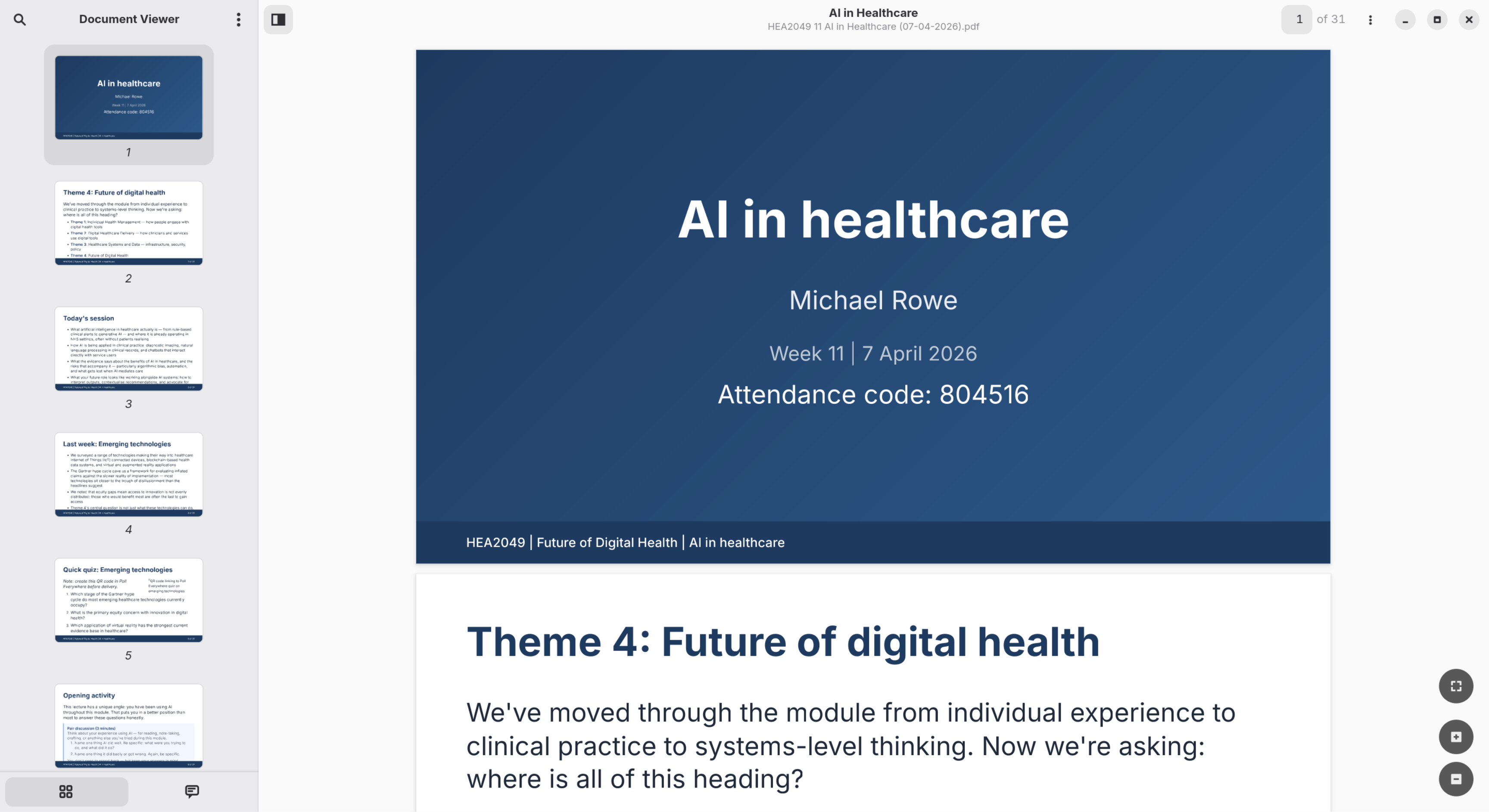 The Marp PDF export: styled slides, dark theme, ready for delivery