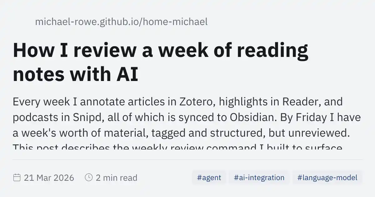 How I review a week of reading notes with AI